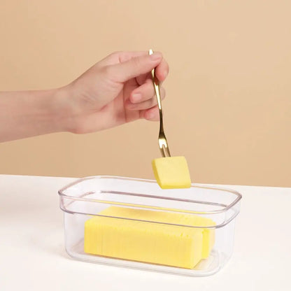 Kitchen Gadgets Hand Press Butter Keeper Plastic with Sealing Lid Butter Slicing Box Anti-Scratch Butter Slice Container Fridge