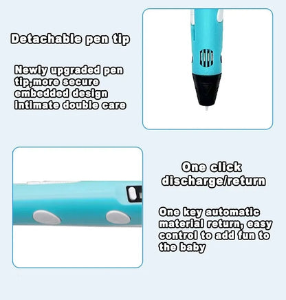 3D Printing Pen with 9M PLA Filament – High-Temperature 3D Drawing & Graffiti Tool for Kids, Creative Toy Gift