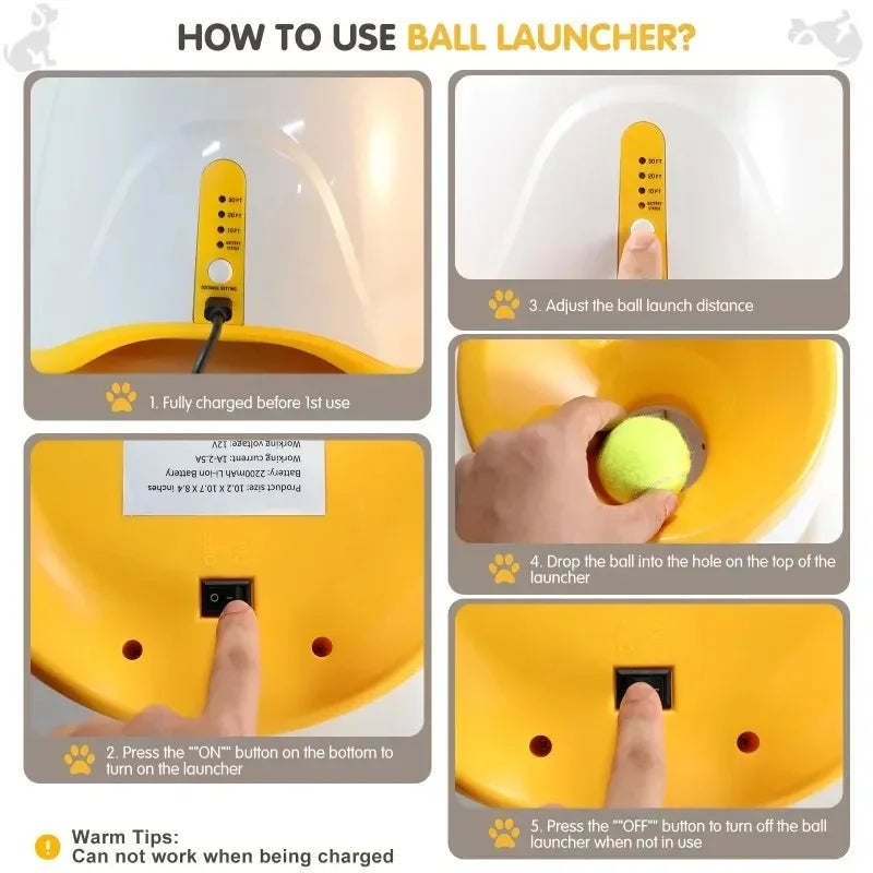 Automatic Dog Ball Launcher – USB Rechargeable Interactive Tennis Ball Thrower Toy