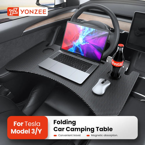 YZ Portable Steering Wheel Laptop & Food Tray – Car Desk for Tesla Model S/X/3/Y/Highland Juniper 2018–2025