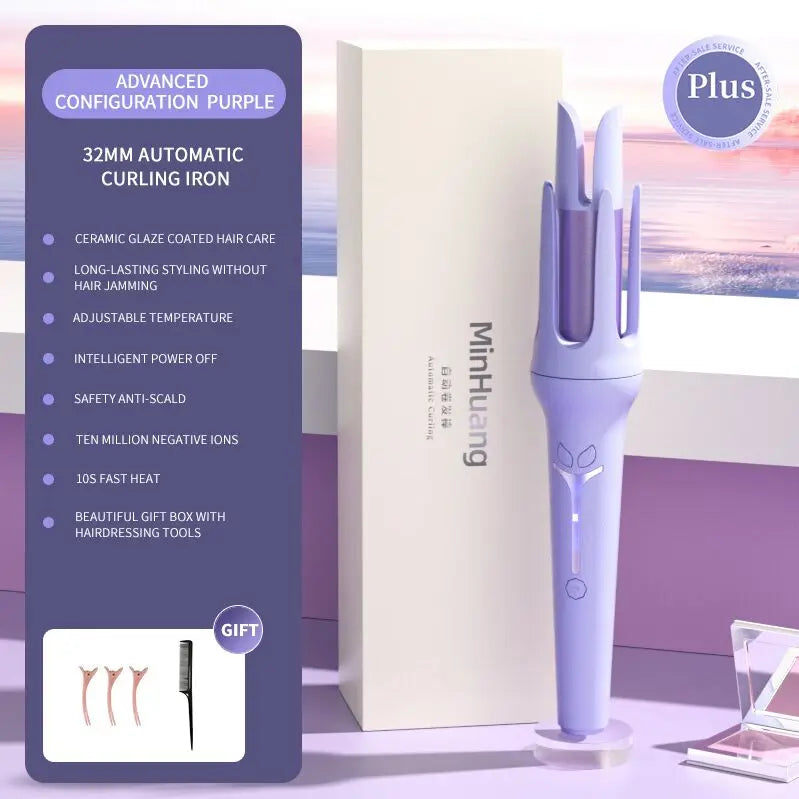 Automatic 32mm Curling Iron – Ceramic Anion Hair Curler, 4-Speed Adjustable, Fast Heating Styling Tool