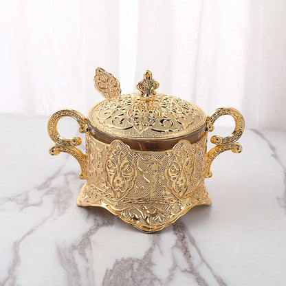 European Style Glass Storage Box Seasoning Bottle Restaurant Kitchen Daily Necessities Golden Storage Tank Kitchen Supplies