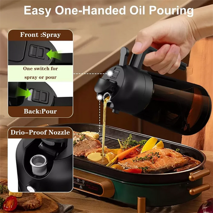 16oz (470ml) 2-in-1 Oil Sprayer & Dispenser – Thick Glass | Cooking, BBQ, Air Fryer