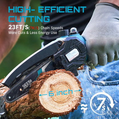 SEESII 6″ Cordless Mini Chainsaw – 15.2cm Rechargeable Electric Pruning Saw, Compatible with Makita 18V Battery