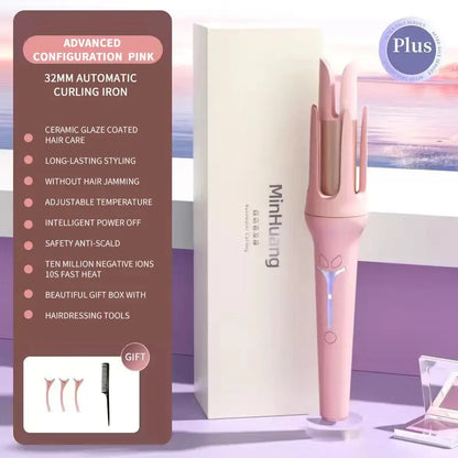 Automatic 32mm Curling Iron – Ceramic Anion Hair Curler, 4-Speed Adjustable, Fast Heating Styling Tool