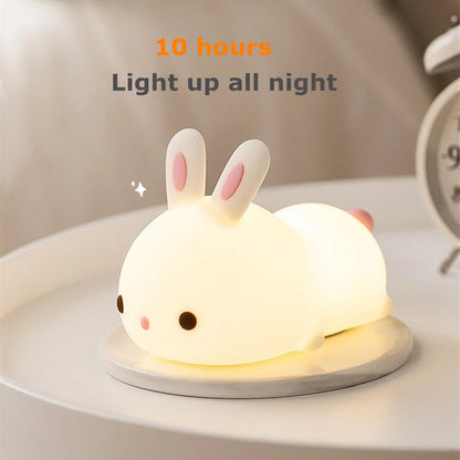 16-Color Touch Sensor Rabbit Night Light – USB Rechargeable Silicone Bunny Lamp for Children & Baby, Festival Gift