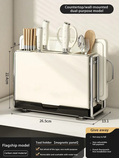Kitchen Knife Rack Wall-mount Cutting Board Storage Racks Household Multifunctional Countertop Chopping Board Storage Rack