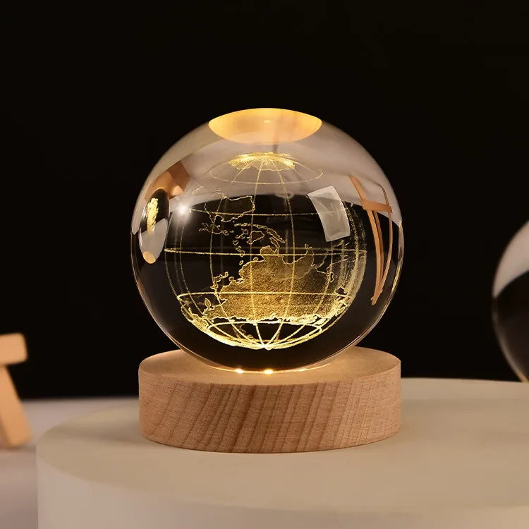 3D Solar System Crystal Ball with LED Base – Decorative Night Light Gift for Astronomy Lovers