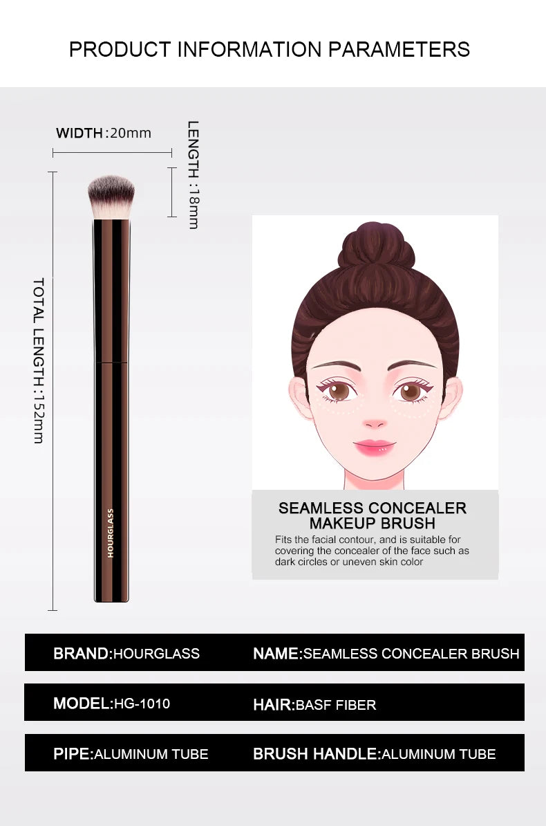 Hourglass Makeup Brush- No.19 Vanish Seamless Finish Concealer Brush Soft Fiber Hair Fashion Design Single Face Brush