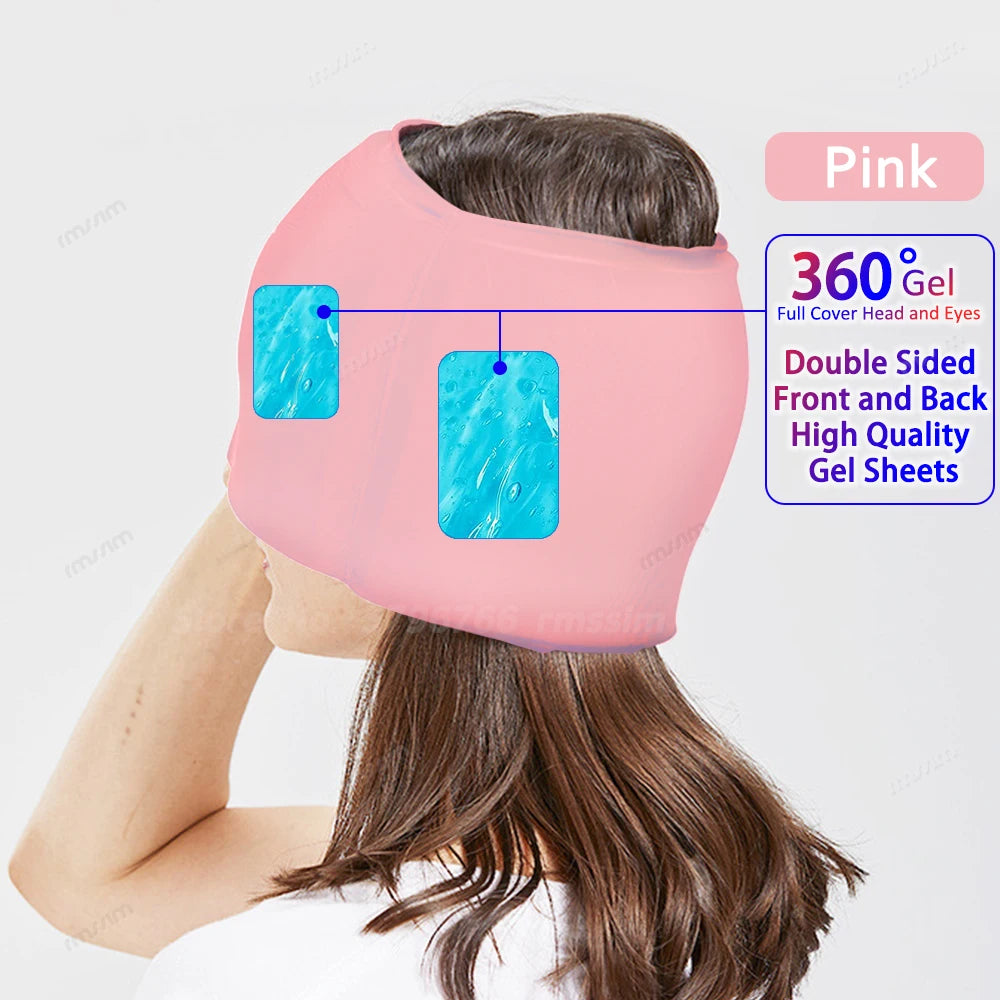 Gel Ice Migraine Relief Cap – Cold Compress Therapy Head Wrap & Eye Mask for Headache and Pressure Pain Relief