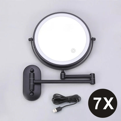 8 inch Makeup Mirror Chrome 3x/5x/7x/10x Magnifying Double Side USB Charging Bathroom 3 color light Smart Cosmetic Mirrors