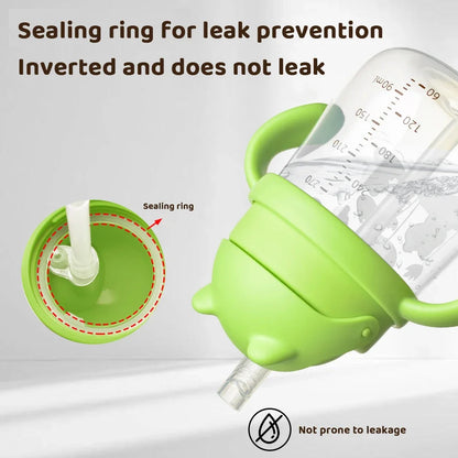 Toddler Straw Cup with Easy-Grip Handles | Gravity Ball Training Cup for Independent Drinking