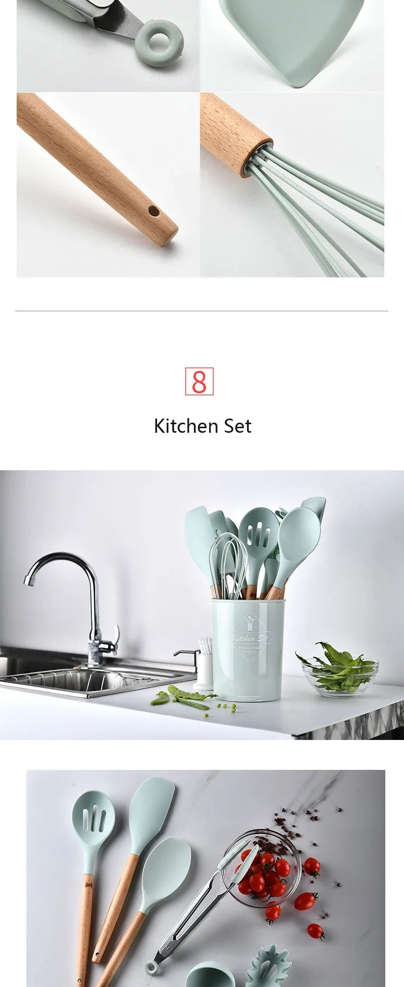 Cooking Utensils Set, Heat Resistant, Non - Stick, Baking Tool Kit, Kitchen Accessories, Silicone Kitchenware