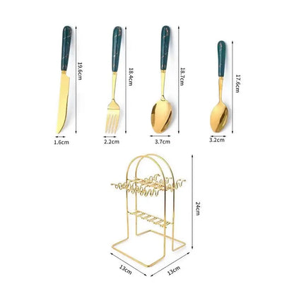 Fashion 24pcs Cutlery Set Stainless Steel Metal Gift Tableware Forks Spoons Kits Dinnerware Home School Kitchen