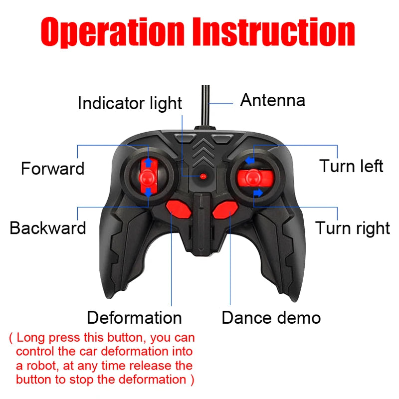 2-in-1 Transforming RC Car Robot – Electric Remote Control Sports Vehicle Toy for Kids