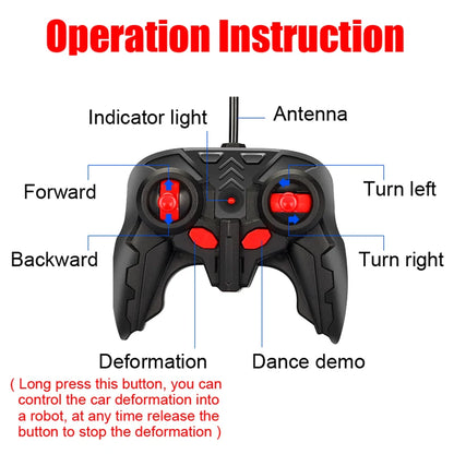 2-in-1 Transforming RC Car Robot – Electric Remote Control Sports Vehicle Toy for Kids
