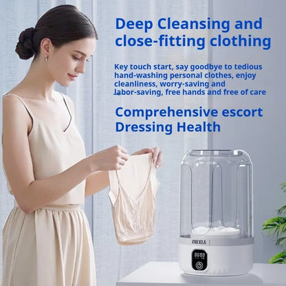 Wireless Underwear Washing Machine 1.5L – Portable Rechargeable Socks Cleaner with Blue Light