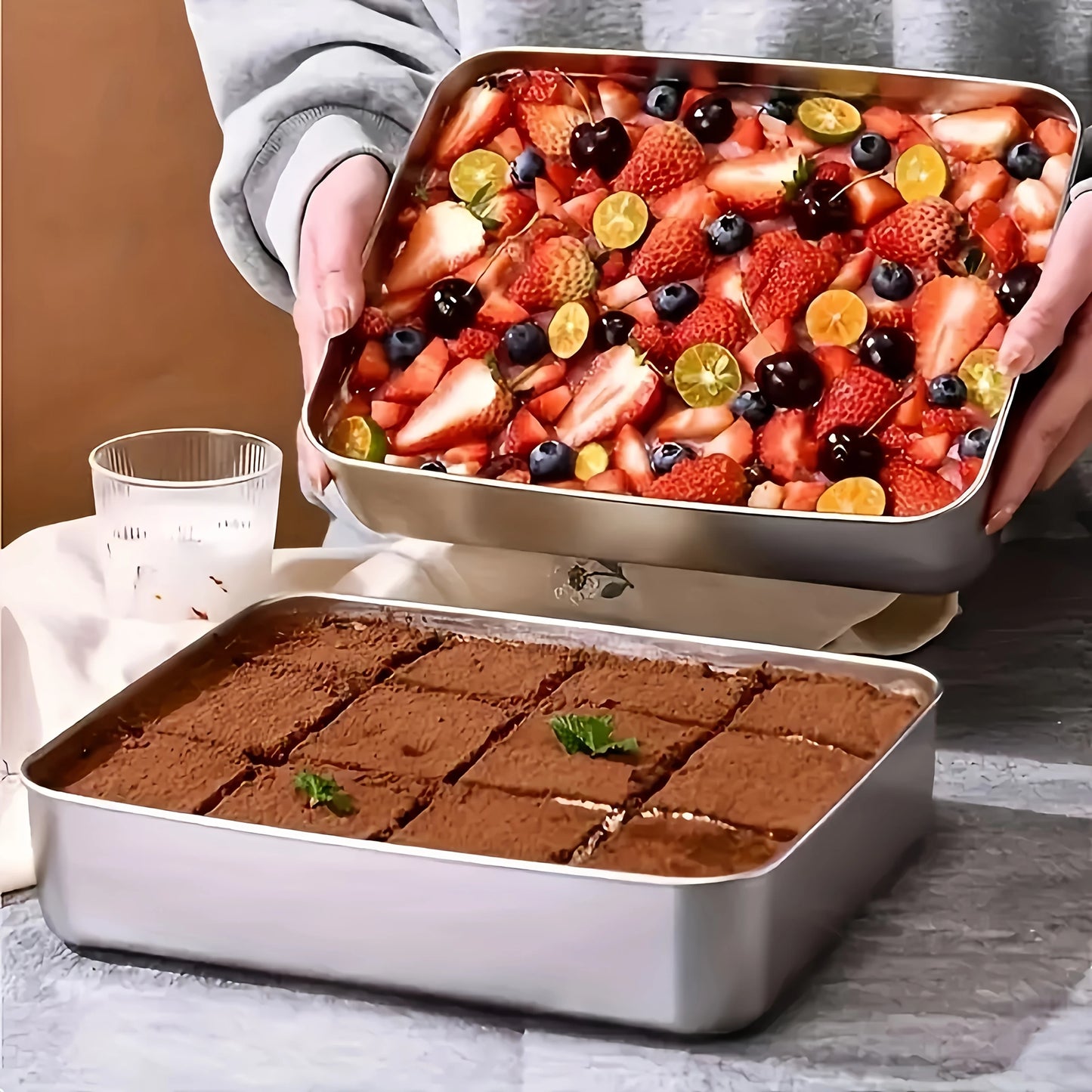 Durable Stainless Steel Kitchen Organizers, Food Storage Containers, Multipurpose Rectangular Kitchen Organizers for Fridge