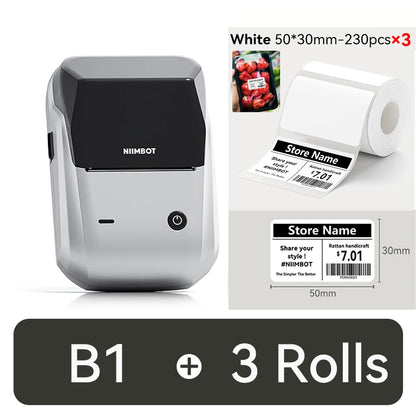 NIIMBOT B1 Portable 2-Inch Thermal Label Printer – Mini Bluetooth Sticker & Adhesive Tape Printer for Smartphones & PC