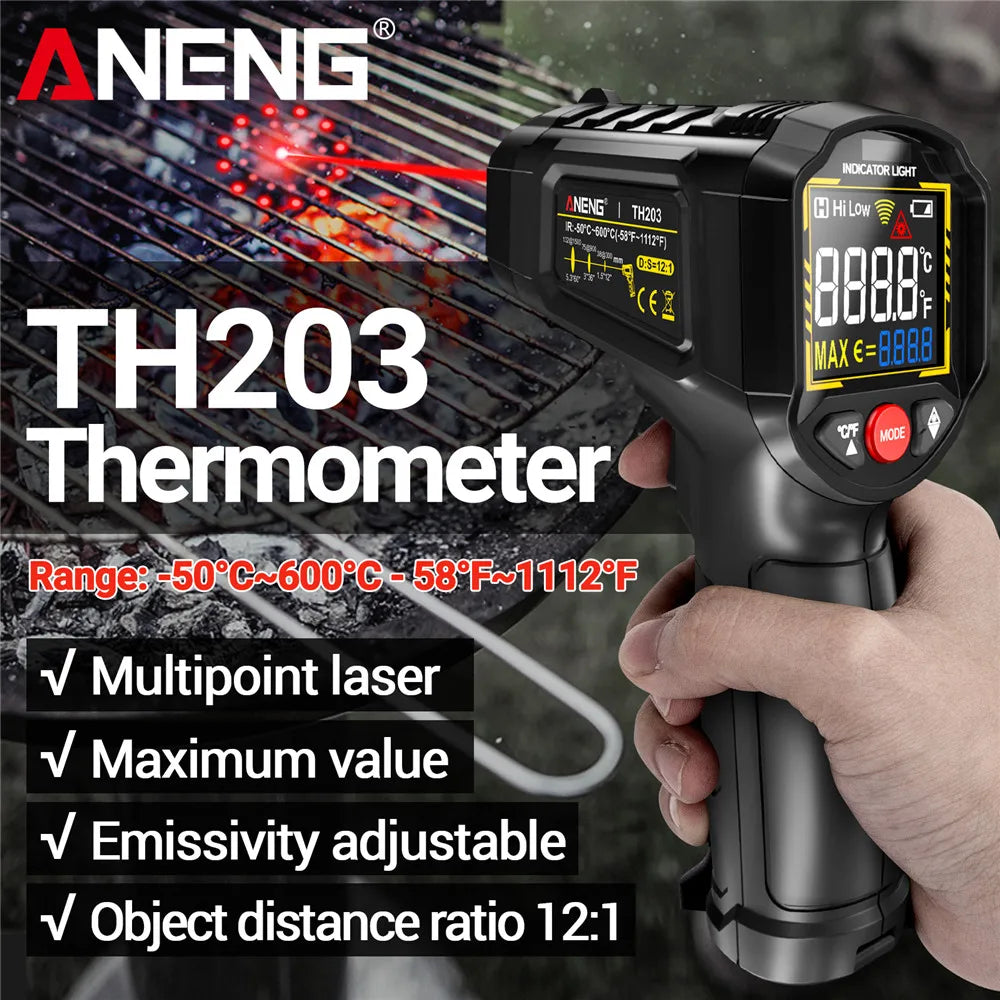 ANENG TH203 Infrared Thermometer – Non-Contact Gun for Instant -50°C to 600°C Readings