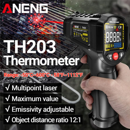 ANENG TH203 Infrared Thermometer – Non-Contact Gun for Instant -50°C to 600°C Readings