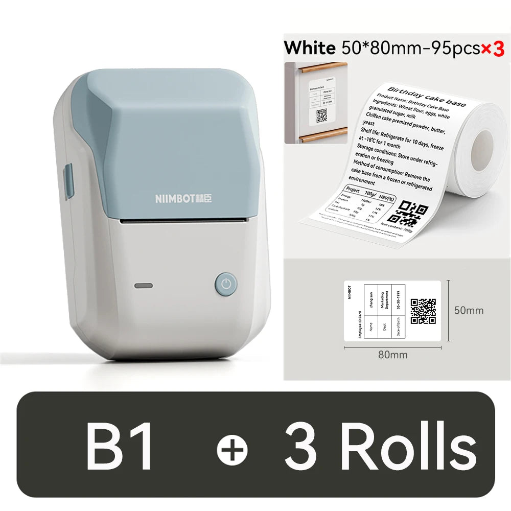 NIIMBOT B1 Portable 2-Inch Thermal Label Printer – Mini Bluetooth Sticker & Adhesive Tape Printer for Smartphones & PC
