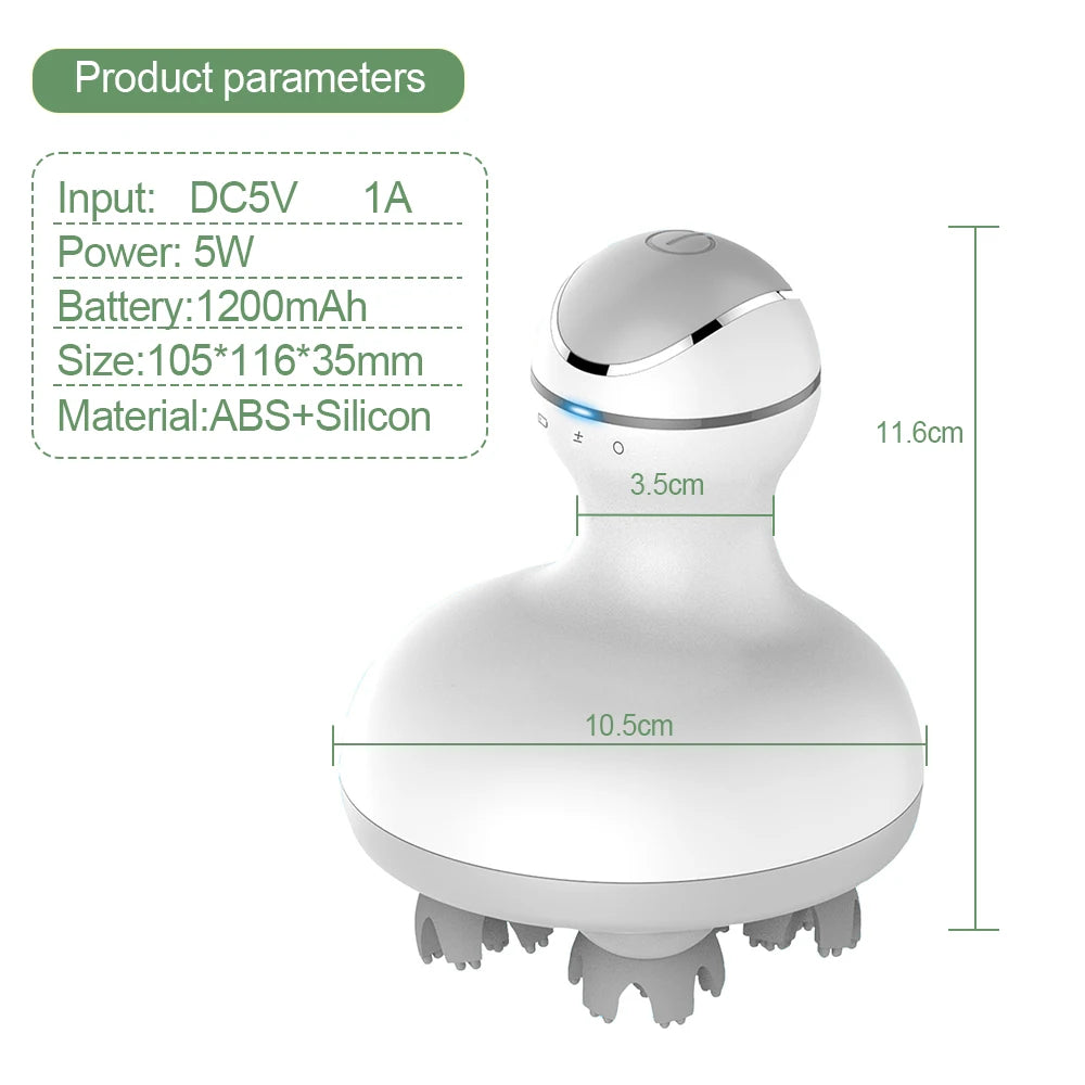 Wireless Electric Neck & Head Massager – 3D Scalp & Deep Tissue Massager for Hair Growth, Stress Relief & Body Relaxation