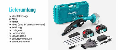 SEESII 6″ Cordless Mini Chainsaw – 15.2cm Rechargeable Electric Pruning Saw, Compatible with Makita 18V Battery