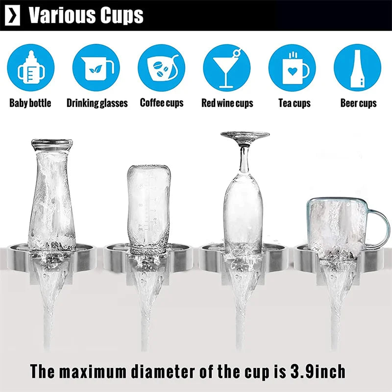 Kitchen Sink Cup Washer Automatic Stainless Steel Pressure Spray Washer Cup Cleaning Tool Faucet Bar Rinser Coffee Pitcher