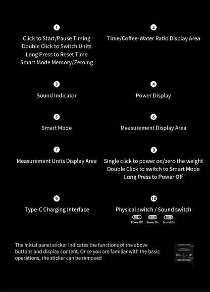 MHW-3BOMBER Digital Coffee Scale – High-Precision Rechargeable Espresso Kitchen Scale