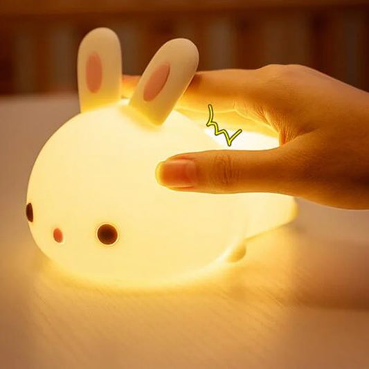 16-Color Touch Sensor Rabbit Night Light – USB Rechargeable Silicone Bunny Lamp for Children & Baby, Festival Gift