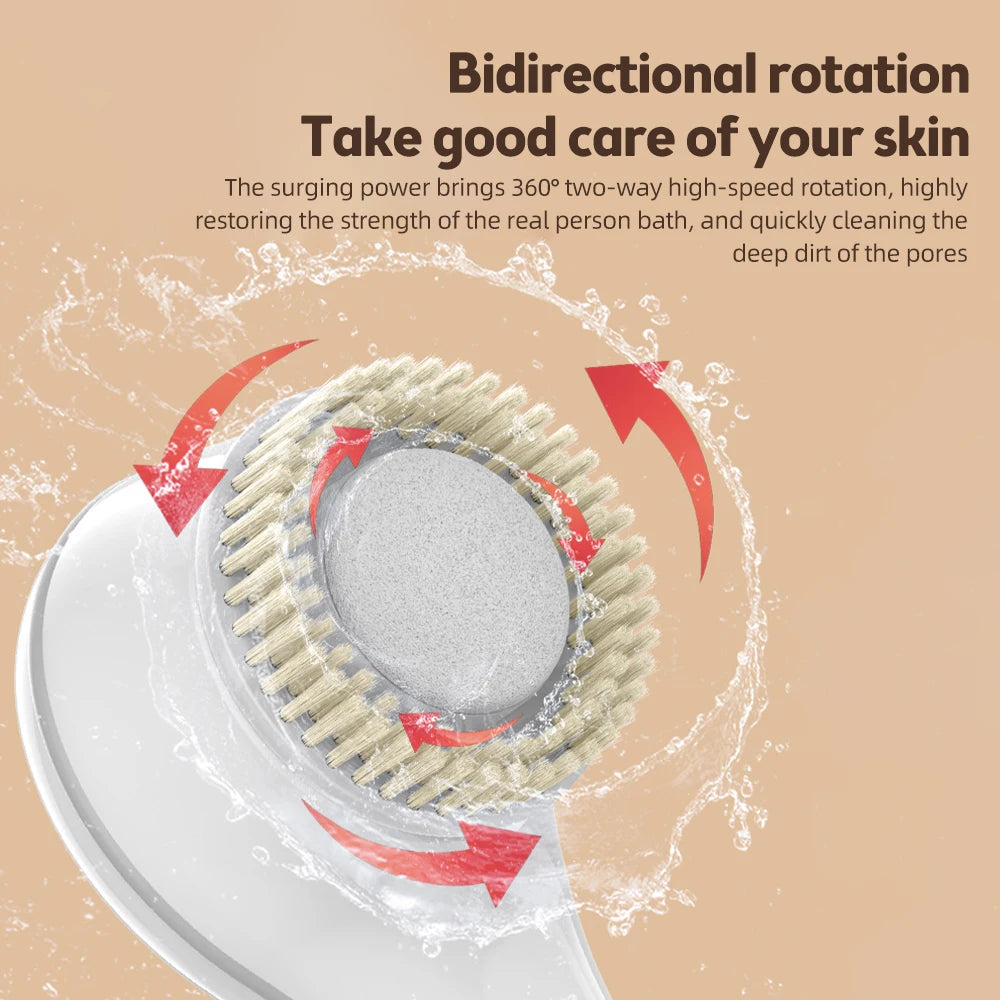 Electric Shower Brush – Rechargeable IPX7 Waterproof, 3-Speed 6-in-1 Wireless Body Scrubber