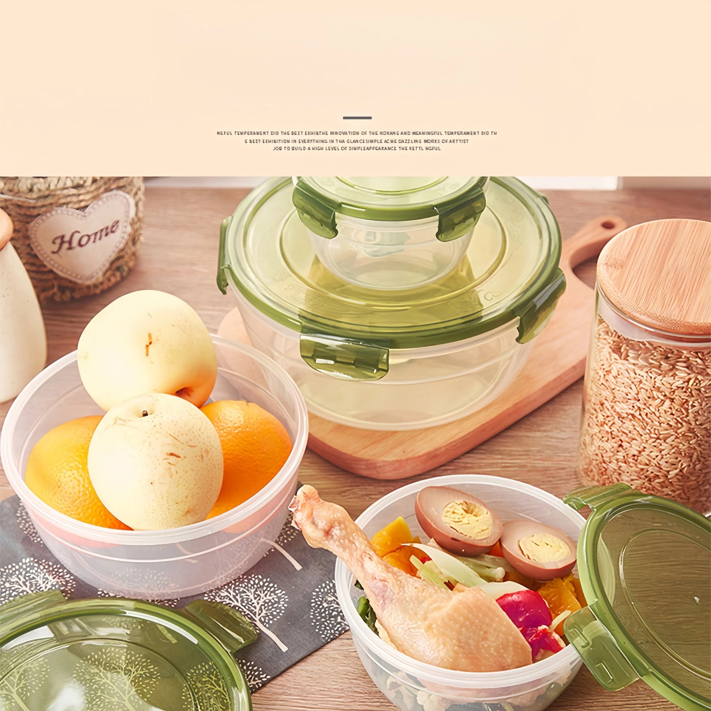 Kitchen plastic stall sealed box, food-grade microwave oven heating lunch box, refrigerator storage round set, fresh-keeping box