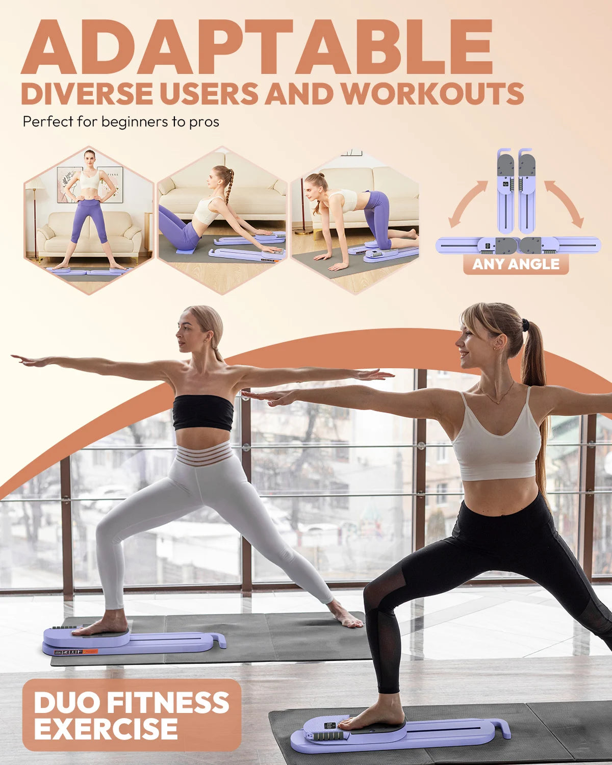 Portable Pilates Board with Resistance Bands – Multi-Functional Full Body Fitness Reformer for Women, Home Workout