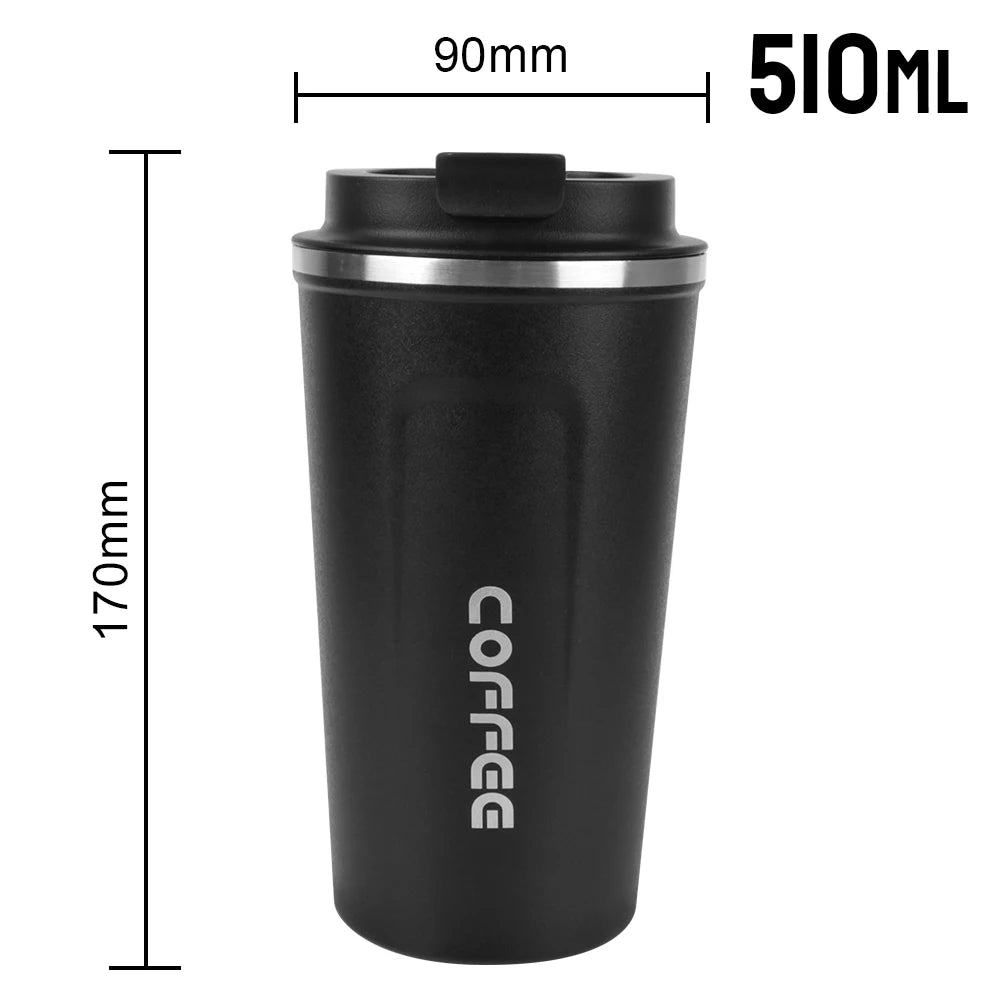 Car Coffee Mug - 380ml & 510ml Leak-Proof Thermos Travel Cup, Double-Wall Stainless Steel Vacuum Mug