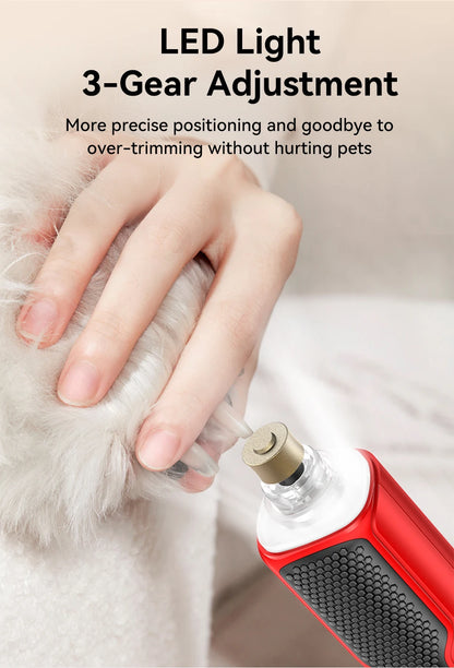 Pet Electric Nail Grinder  – Rechargeable Dog & Cat Nail Clipper with LED Light, 7-Speed Adjustable Paw Grooming Tool