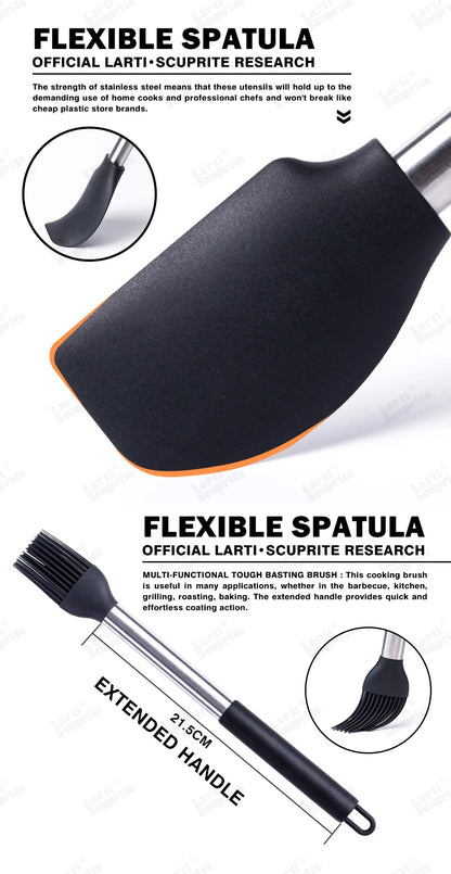 Quality Silicone Utensils Set Kitchen Cooking Tools Non Stick Kitchenware Accessories Heat Resistant Spatula Spoon Kit