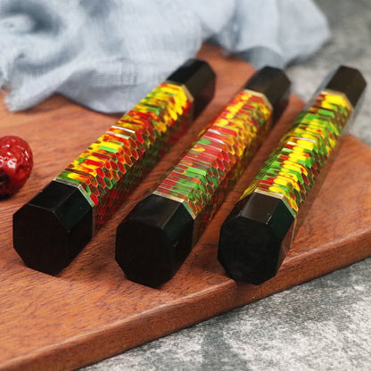 DIY Kitchen Environmentally FriendlyNatural Resin Yellow Ebony White Shadow Wood Details Accessories Octagonal Handle EDC Tools