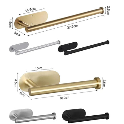 Stainless Steel Wall-Mounted Toilet Paper Holder & Kitchen Towel Rack – Adhesive, Rustproof, Space-Saving
