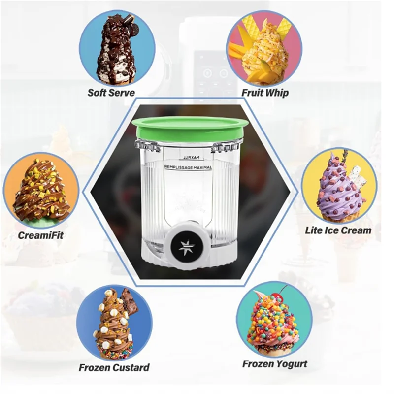 Cream Pints & Lids 4-Pack – Replacement Containers for NC700 Series Ninja Swirl Ice Cream & Soft Serve Makers