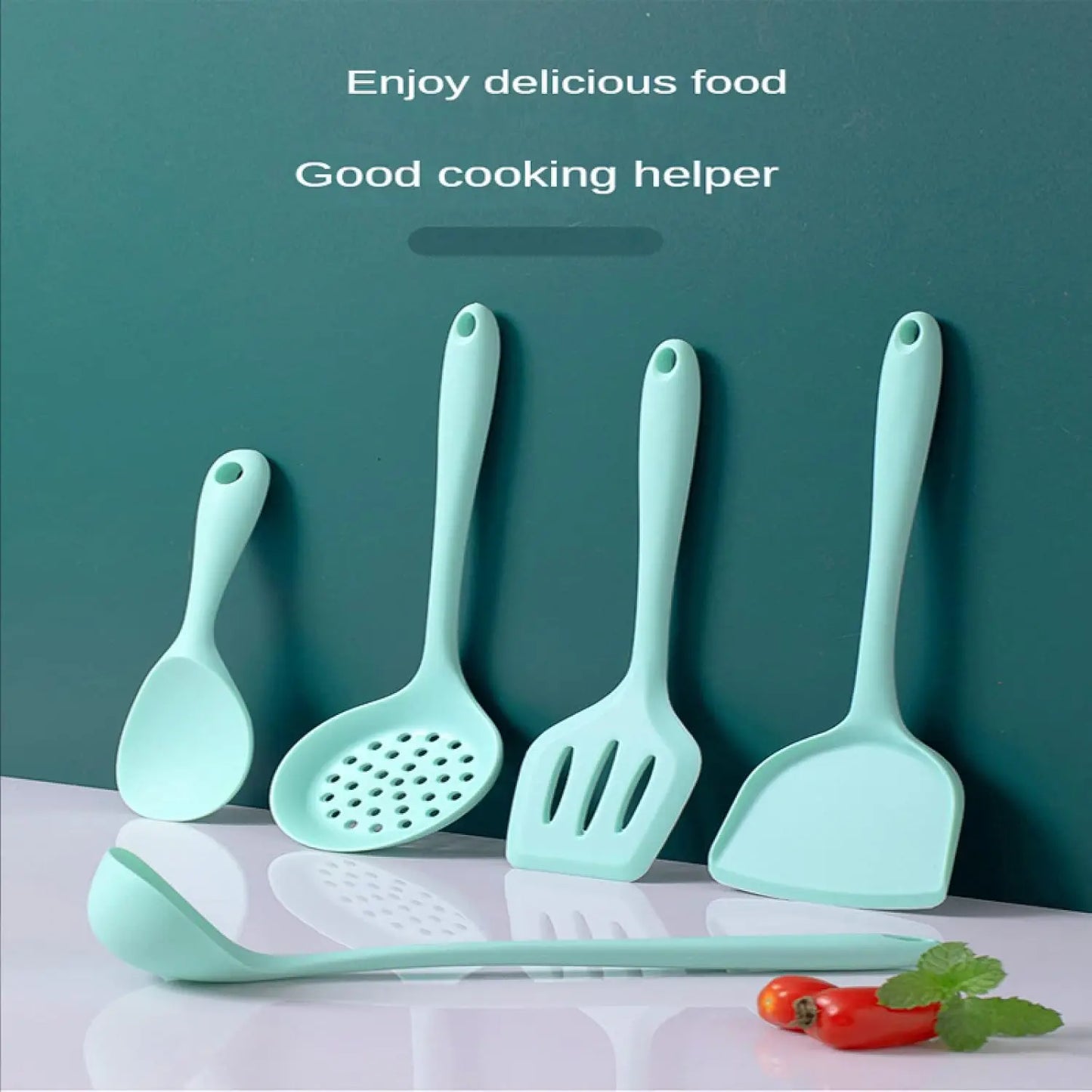 Silicone cooking utensil set Kitchen Utensils Set Cooking Tool Set Kitchenware Set  Skimmer Slotted Turner Slotted spoon Laddle