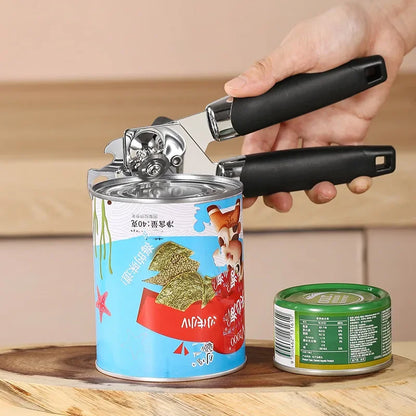 Professional Manual Can Opener – Stainless Steel Multifunctional Kitchen Tool for Cans, Bottles & Jars