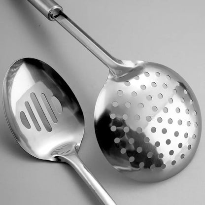 9Pcs Household Stainless Steel Kitchen Cooking Utensils Set Rust-proof Long Handle Cooking Spatula Set Durable Shovel Set Pasta