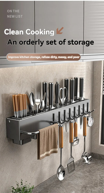 kitchens accessories Rack Wall Mounted Multifunctional Rack All-in-One Organizer knife