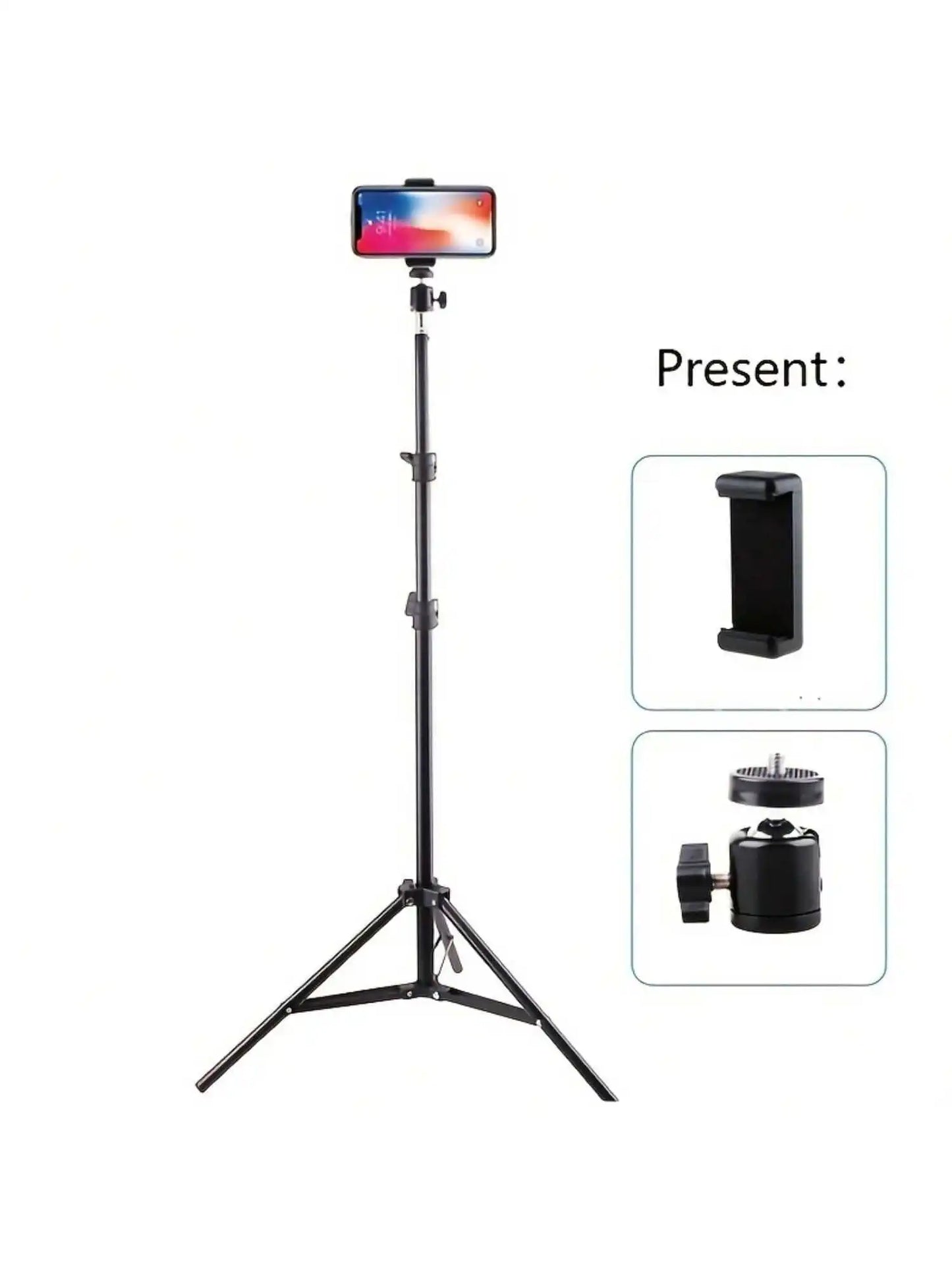63-Inch / 160cm Foldable Tripod – Adjustable Multifunctional Stand for Phone and Camera with Holder Clip