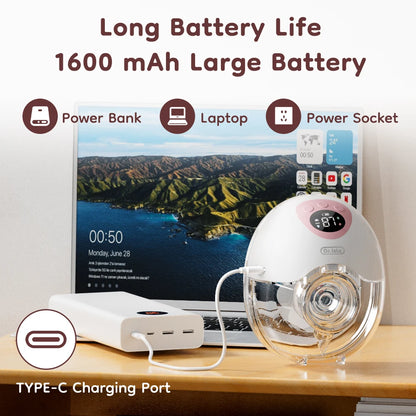 MAMIJOY EB50 Wearable Electric Breast Pump – Silent, Hands-Free, 4 Modes & 36 Suction Levels with Travel Bag, Dust-Proof Cover & 19/24mm Flanges