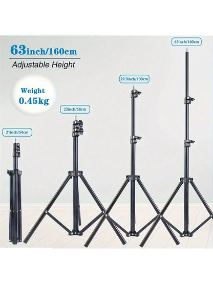 63-Inch / 160cm Foldable Tripod – Adjustable Multifunctional Stand for Phone and Camera with Holder Clip