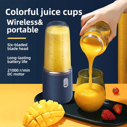 Portable Electric Juicer Cup with 6 Blades – USB Rechargeable Personal Blender for Travel & Smoothies