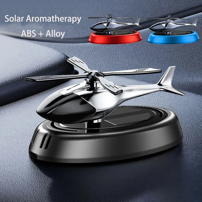 Solar-Powered Rotating Helicopter Car Air Freshener – Alloy & ABS Wooden Aromatherapy Diffuser
