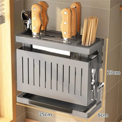 Stainless Steel Kitchen Storage Knife Rack Wallmounted Multifunctional Knife Rack Chef Accessories Home Items Hooks Storage Rack